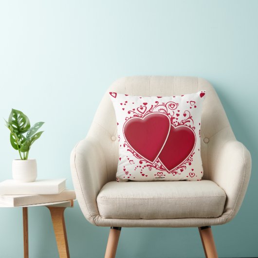 バレンタインデーの2つの赤いハート クッション (椅子)