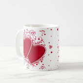 バレンタインデーの2つの赤いハート コーヒーマグカップ (正面左)