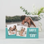 バレンタインデーの3枚の写真のコラージュ 海の緑 シーズンカード (スタンド正面)