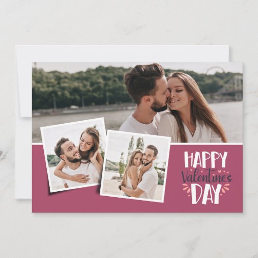バレンタインデーの3枚の写真の組み合わせ ローズ シーズンカード (正面)