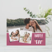 バレンタインデーの3枚の写真の組み合わせ ローズ シーズンカード (スタンド正面)