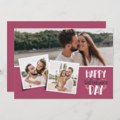 バレンタインデーの3枚の写真の組み合わせ ローズ シーズンカード (正面/裏面)