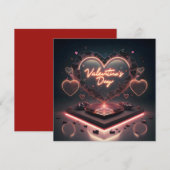 バレンタインデーの3Dレンダリングテキスト:ハッピー・バレンタインズ・デー シーズンカード (正面/裏面)