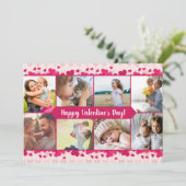 バレンタインデーの8枚の写真のハートのコラージュ シーズンカード (スタンド正面)