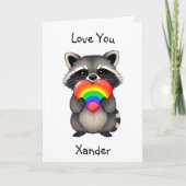 バレンタインデーのLGBTQ ラクーン カード (正面)