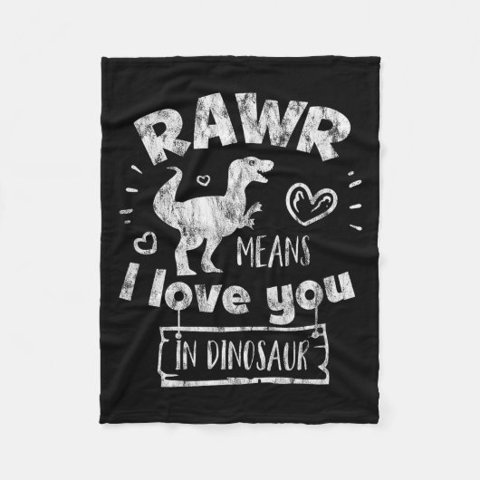 バレンタインデーのT-Rexの「Rawr」は、恐竜の愛の言葉「I Love You」を意味する フリースブランケット (正面)