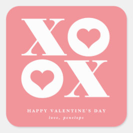 バレンタインデーのxoxoスクエアステッカー スクエアシール