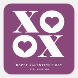 バレンタインデーのxoxoスクエアステッカー スクエアシール
