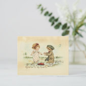 バレンタインデーはヴィンテージのイラストレーションの菓子をからかいます シーズンポストカード (スタンド正面)