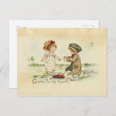 バレンタインデーはヴィンテージのイラストレーションの菓子をからかいます シーズンポストカード (正面/裏面)