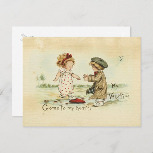 バレンタインデーはヴィンテージのイラストレーションの菓子をからかいます シーズンポストカード (正面/裏面)