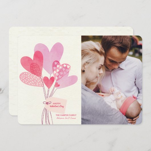 バレンタインデーは写真カードを風船のようにふくらませます シーズンカード (正面/裏面)