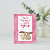 バレンタインデーぶら下がったラブラブ ポストカード (スタンド正面)