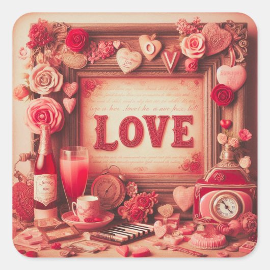 バレンタインデーへの愛 スクエアシール (正面)