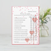 バレンタインデーまたは下ブライダルシャワーゲームカード 案内状 (スタンド正面)