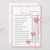 バレンタインデーまたは下ブライダルシャワーゲームカード 案内状 (正面/裏面)