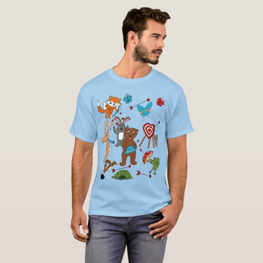 バレンタインデーをテーマにした動物おもしろいのグラフィック Tシャツ (正面フル)