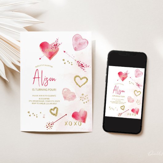 バレンタインデーをテーマにした誕生日招待状 招待状