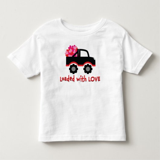 バレンタインデーを愛するトラックが満載 トドラーTシャツ (正面)