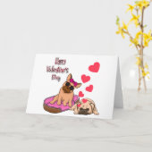 バレンタインデーを愛する犬のカップル カード (黄色い花)