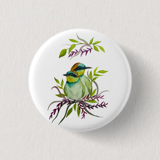 バレンタインデーを愛する鳥 缶バッジ (正面)