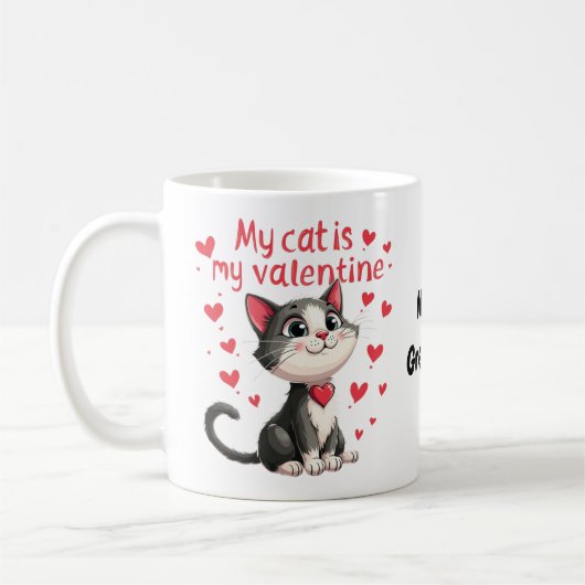 バレンタインデーを猫と過ごす コーヒーマグカップ (左)