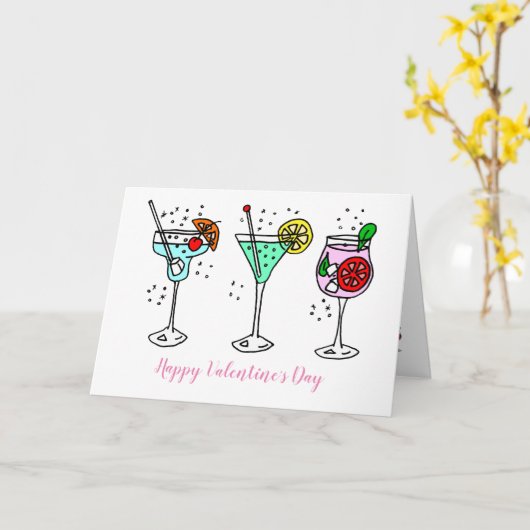 バレンタインデーを祝うカクテル カード (黄色い花)