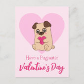 バレンタインデーを祝う | 可愛おもしろいいパグ ポストカード (正面)