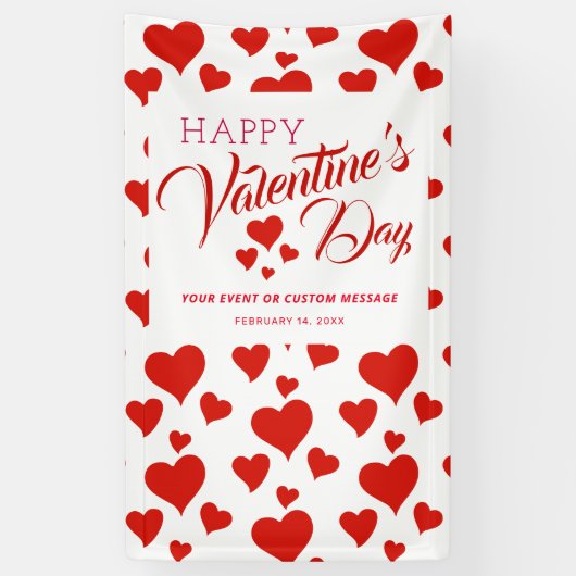 バレンタインデーイベントハッピー赤いハートバナー 横断幕 (縦)
