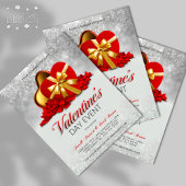 バレンタインデーイベント赤いハートボックス&バラ花びら チラシ