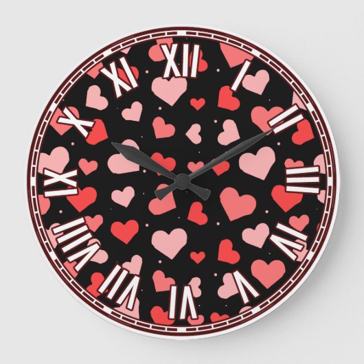 バレンタインデーインスパイアデザイン ラージ壁時計 (正面)