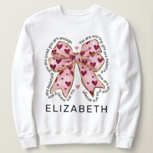 バレンタインデーエレガントピンクハートコケットボウ スウェットシャツ