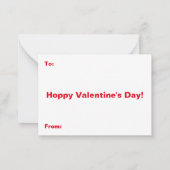 バレンタインデーカエルとピンクのハートキッズカード ノートカード (裏面)