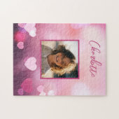 バレンタインデーカスタムの写真と名パーソナライズされた前 ジグソーパズル (横)