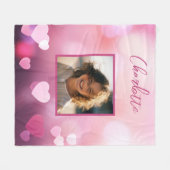 バレンタインデーカスタムの写真と名パーソナライズされた前 フリースブランケット (正面(横))