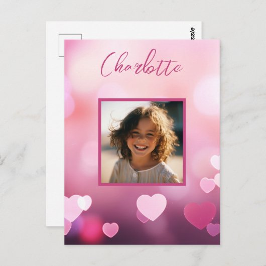 バレンタインデーカスタムの写真と名パーソナライズされた前 ポストカード (正面/裏面)