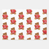 バレンタインデーカスタム文字赤いハートかわいいギフト ラッピングペーパーシート (正面3)