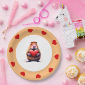 バレンタインデーカピバラ7"ラウンド紙プレート ペーパープレート (パーティー)