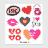 バレンタインデーカラフルス&ラブエレメンツ一覧ビニール シール (シート)