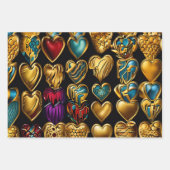 バレンタインデーカラフルハートの愛 ラッピングペーパーシート (正面3)