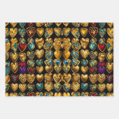 バレンタインデーカラフルハートの愛 ラッピングペーパーシート (正面2)