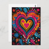 バレンタインデーカラフルハートラブ ポストカード (正面/裏面)