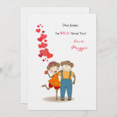 . .バレンタインデーカードを愛するサル シーズンカード (正面/裏面)