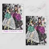 バレンタインデーカードレディース赤ワインを飲む ノートカード (正面/裏面)