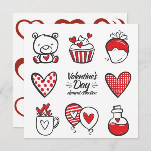 バレンタインデーカード 案内状 (正面/裏面)