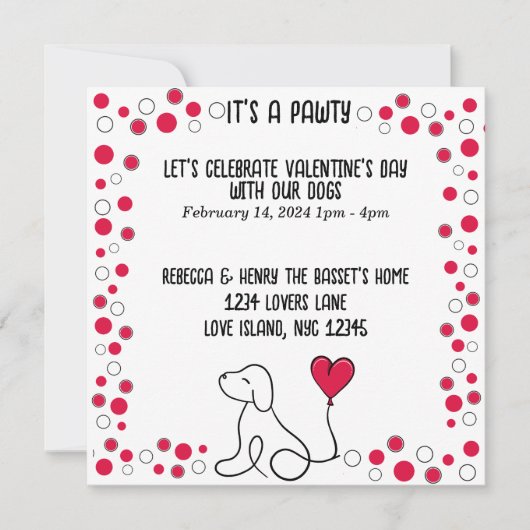 バレンタインデーガレンティーヌデイドッグパーティー 招待状 (正面)