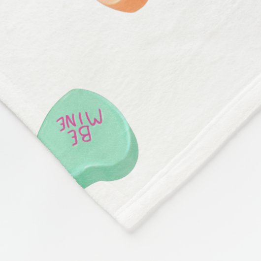 バレンタインデーキャンディハートパターン フリースブランケット (角)