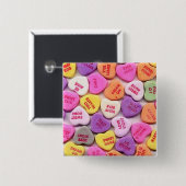 バレンタインデーキャンデーのハートボタン 缶バッジ (正面&裏面)