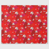 バレンタインデーキューピッドウィングズハートレッドピンク ラッピングペーパー (フラット)