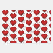 バレンタインデーキューピッド矢印ハート赤白 ラッピングペーパーシート (正面3)